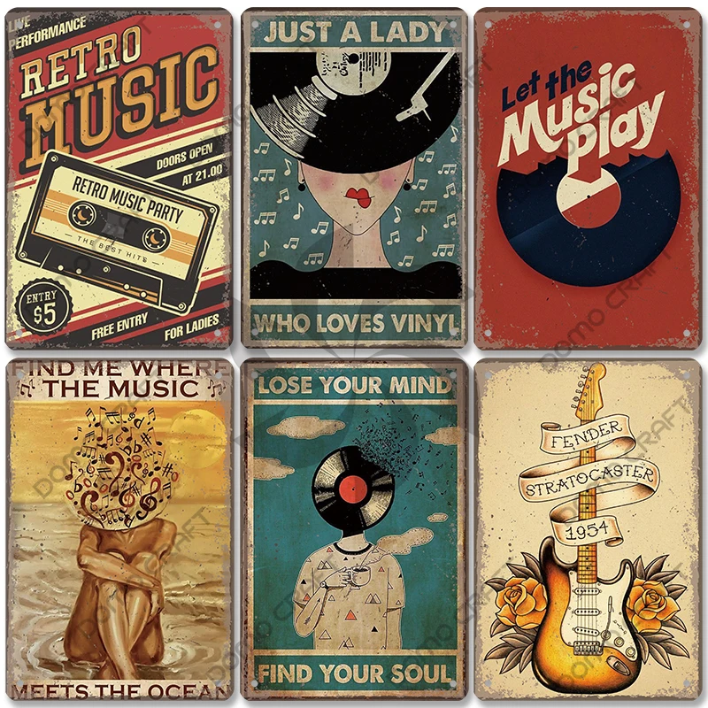 Retro Music Poster Metal Tin Signs Music CD Radio Guitar