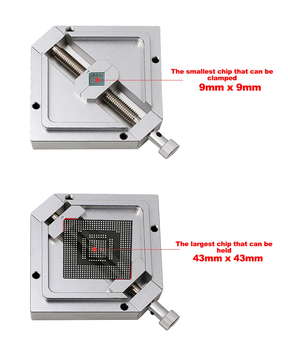 90x90mm BGA PCB Chips Solder Ball Rework Repair Jig BGA Reballing Station Stencils Template Holder Fixture for BGA Reballing 3