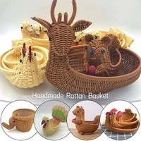 Simulated Animal Imitation Rattan Woven Storage Basket Household Storage Decoration Decoration Fruit Toy Basket Handmade Crafts 1
