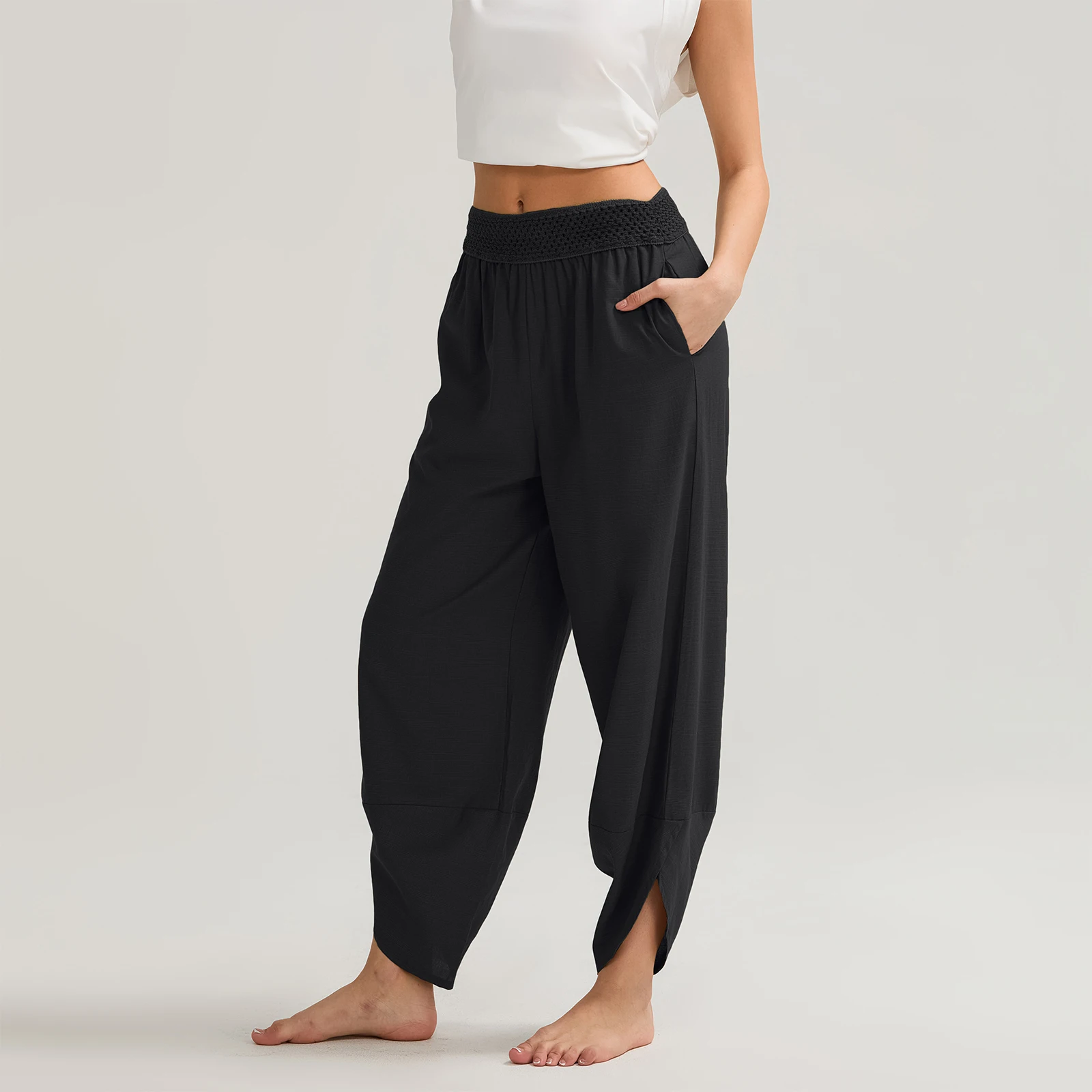 Women Low Waist Baggy Trousers Harem Pants Casual Hippy Loose Trousers Bohe Elastic Waist Loose Meditation Pants Sweatpants