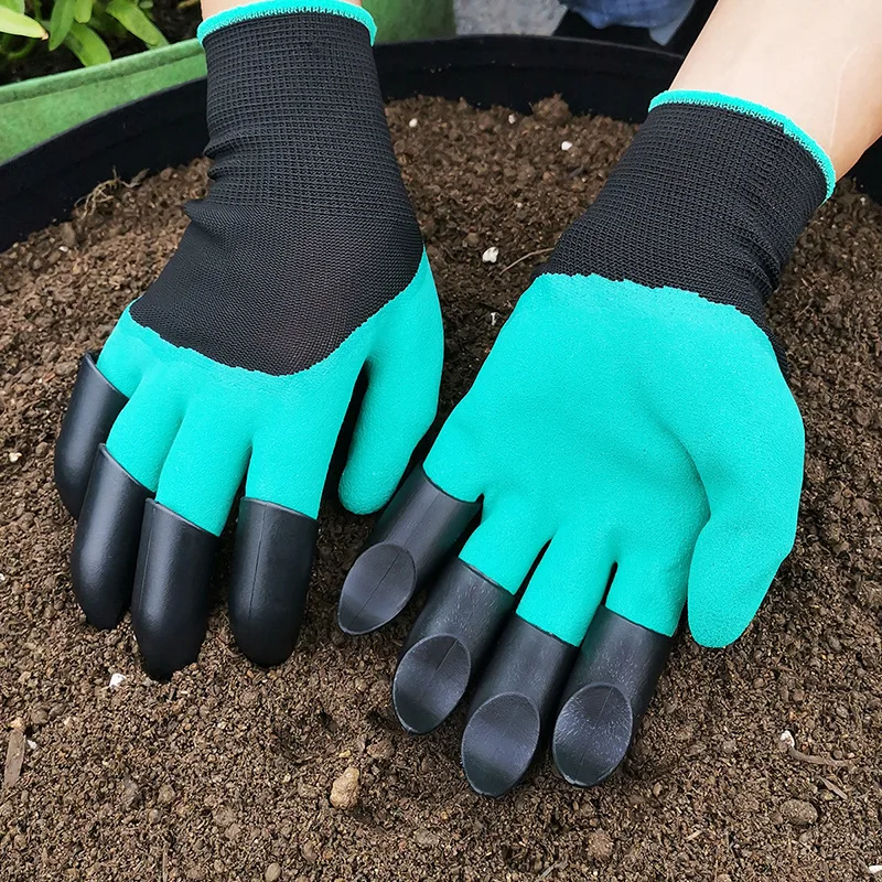 

4/8 Hand Claw Digging gloves Rubber Gloves Gardening Planting Durable Waterproof Work Glove labor protection weeding protection