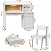 Kids Desk and Chair Set,Kids Study Desk with 3-Color Lights,Tiltable Desktop,Multi Functional Study Table for Kids 5-12 3