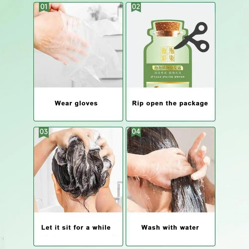 Hair dye shampoo Bubble Hair Dye Kit Safe Bubble Hair Dye 10pcs 30ml Gentle Botanical Shampoo for Men Women Natural for Gentle