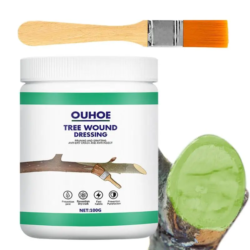 Tree Wound Sealer 118g Paste Smear Agent Pruning Compound With Brush Healing Sealant Repair Tools