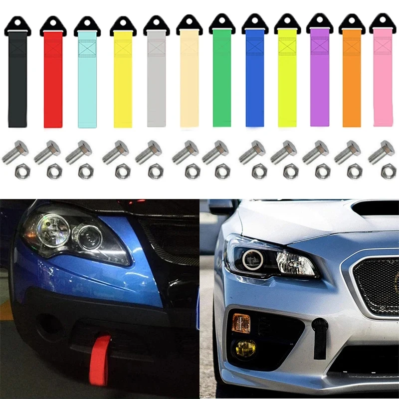 Heavy-Duty Nylon Tow Strap Universal Car Racing Tow Rope 28cm Bumper Trailer Towing Strap Ropes Car Decoration Green Black Red