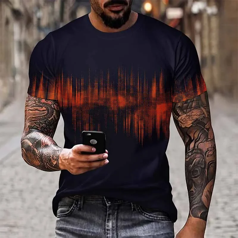 Camiseta Gráfica Con Tampado 3D Para Hombre, Camisa De Manga Corta Con Cuello Redondo Y Tampado De Microondas, Moda De Verano, Europa Y América - AliExprs 200000343