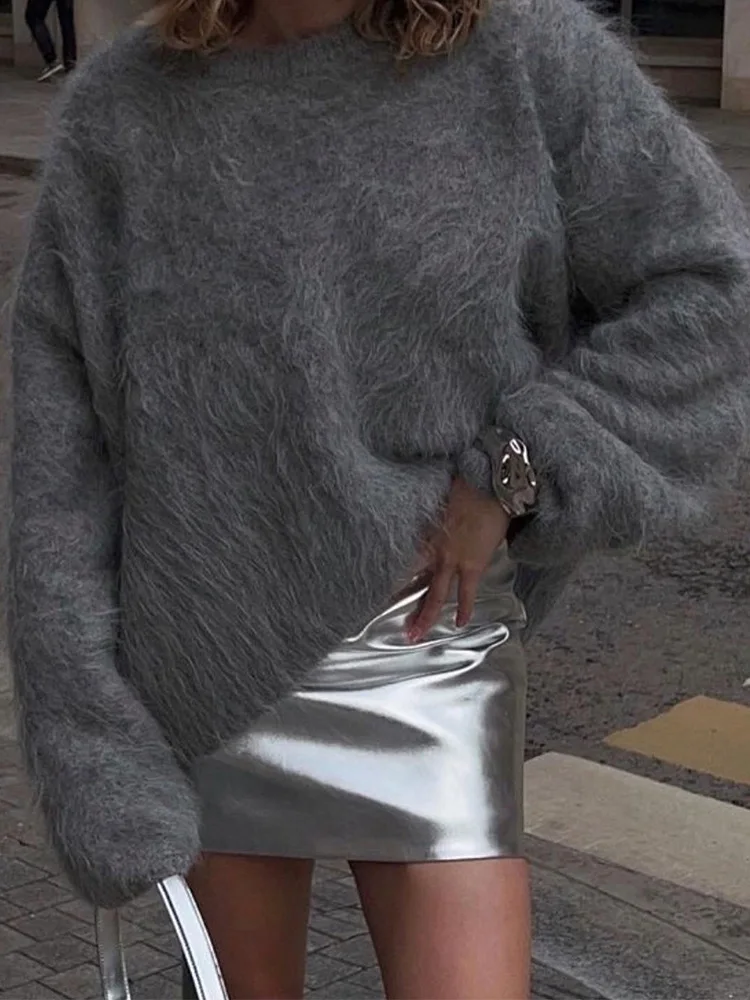 S9013a57c71e4458799203d3d8f5620080 Women's Solid Thick O-Neck Mohair Sweaters Oversized Cashmere Long Sleeve Warm Pullover Winter Elegant Lady Street Jumpers Mallzona