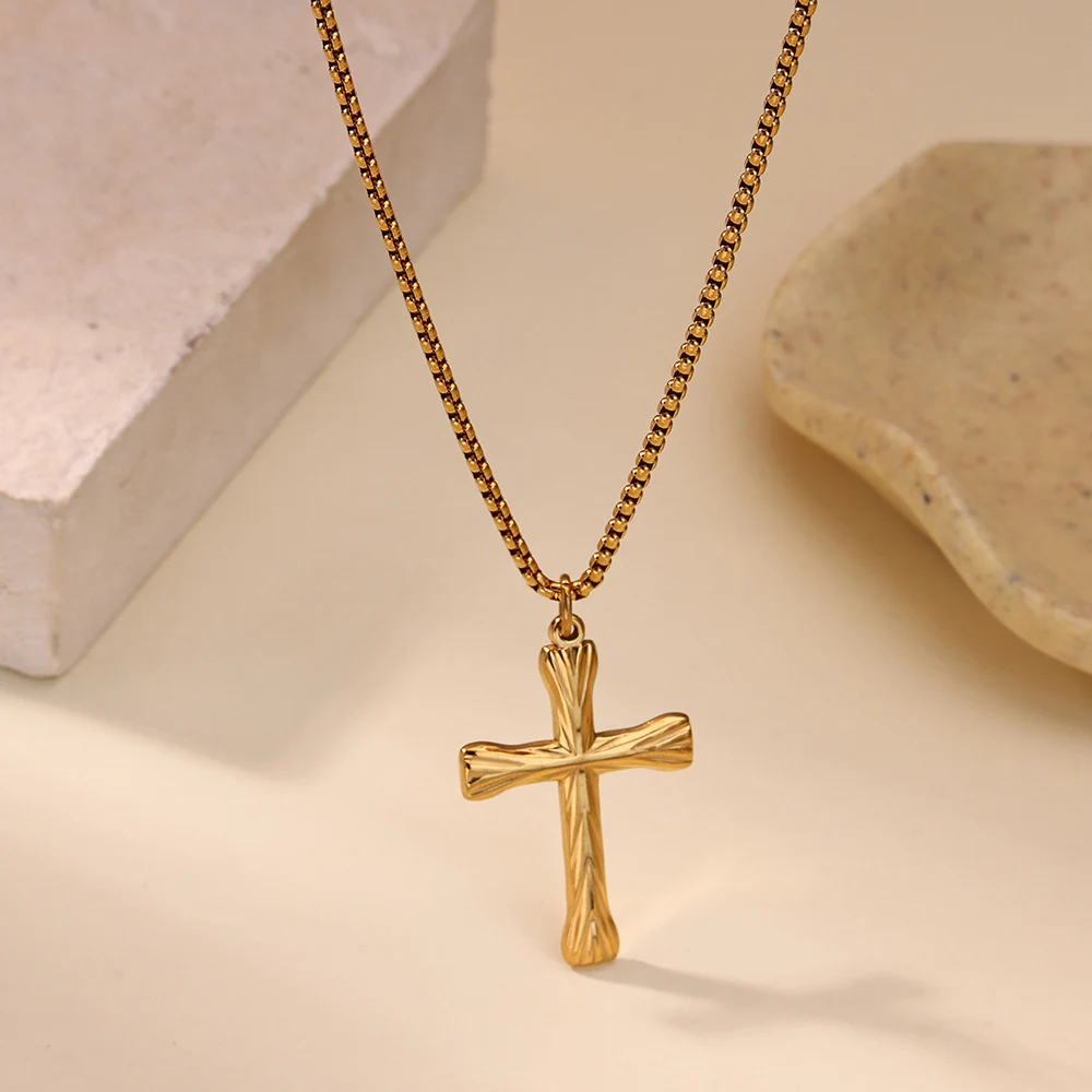 Waterproof Stainless Steel Creative Cross Pendant Necklace for Men Unisex