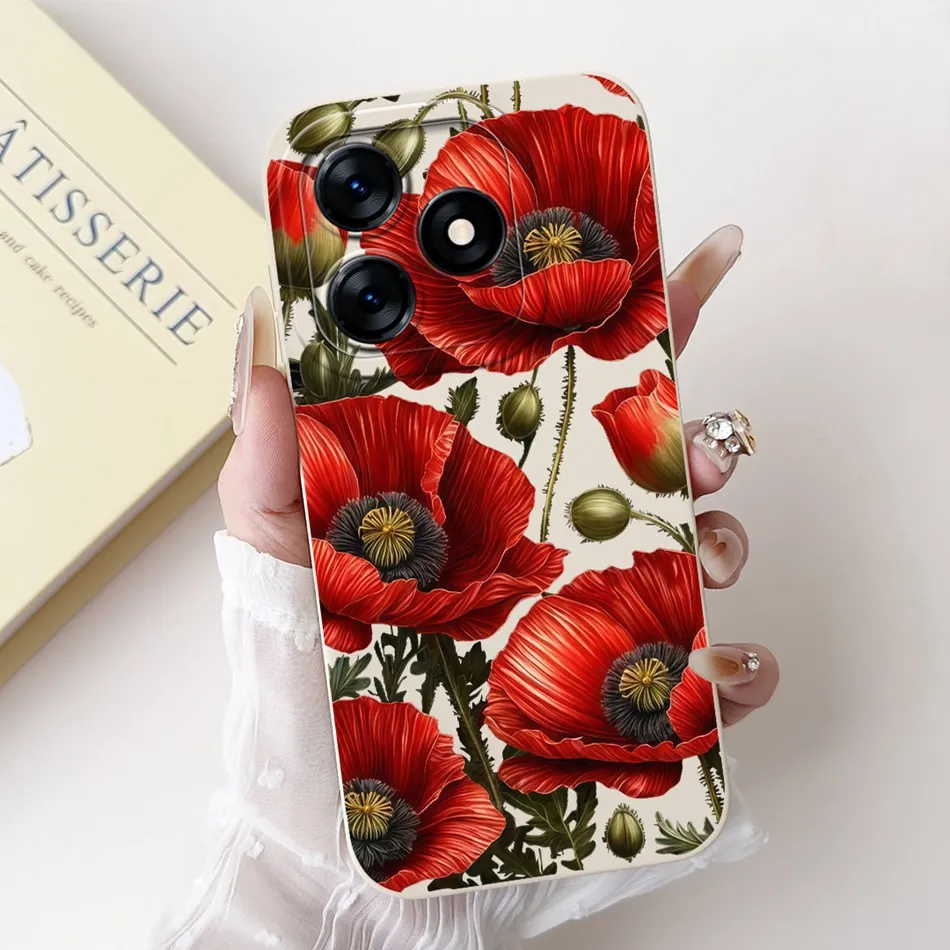 Beautiful Bow Rose Painting Soft Silicone Shockproof Phone Case
