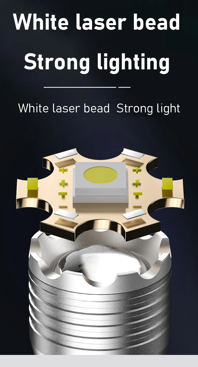 Description Picture 5 of itemWhite Laser 30W Flashlight LCD Display TYPE-C Charging USB Input Output Output Can Be Trimmed and Strong Light Flashlight