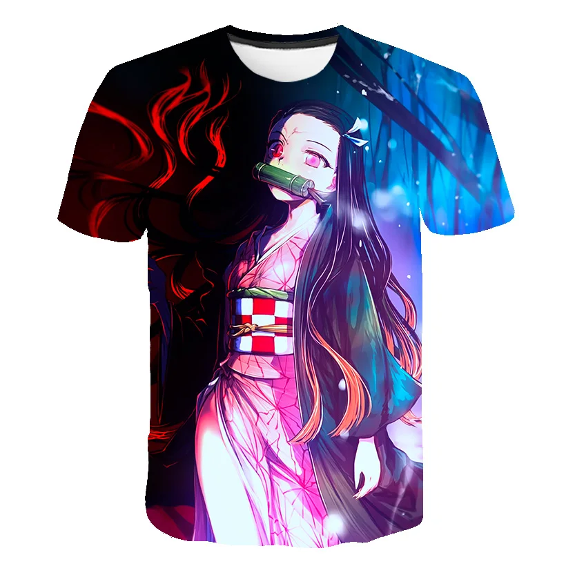 t-shirt child girl	 Anime Demon Slayer T-shirt Kimetsu no Yaiba Blade of Ghost Boys Girls Cosplay 3D Print Tshirts Summer Casual Cool Tee Streetwear t-shirt cartoon	