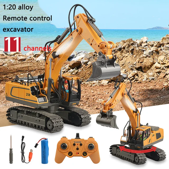 1: 20 Large Alloy Remote Control Excavator 11 Channel Crawler Excavator Children Boy Competition Engineering Vehicle Model Toy 2