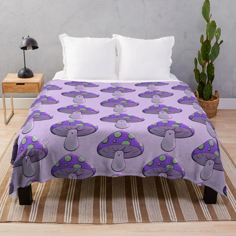 Purple Happy Mushroom Throw Blanket Bed linens Flannel Decorative Sofa Loose Blankets