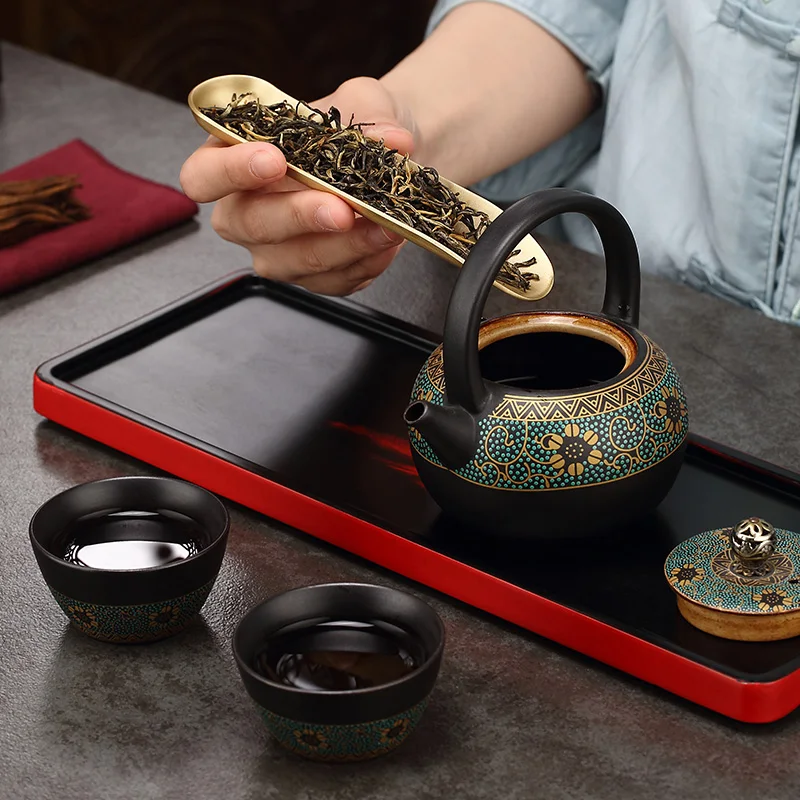 Pure brass integrated tea, tea shovel, teaspoon, tea appreciation device, waking tea dispenser, teaspoon, tea set accessories