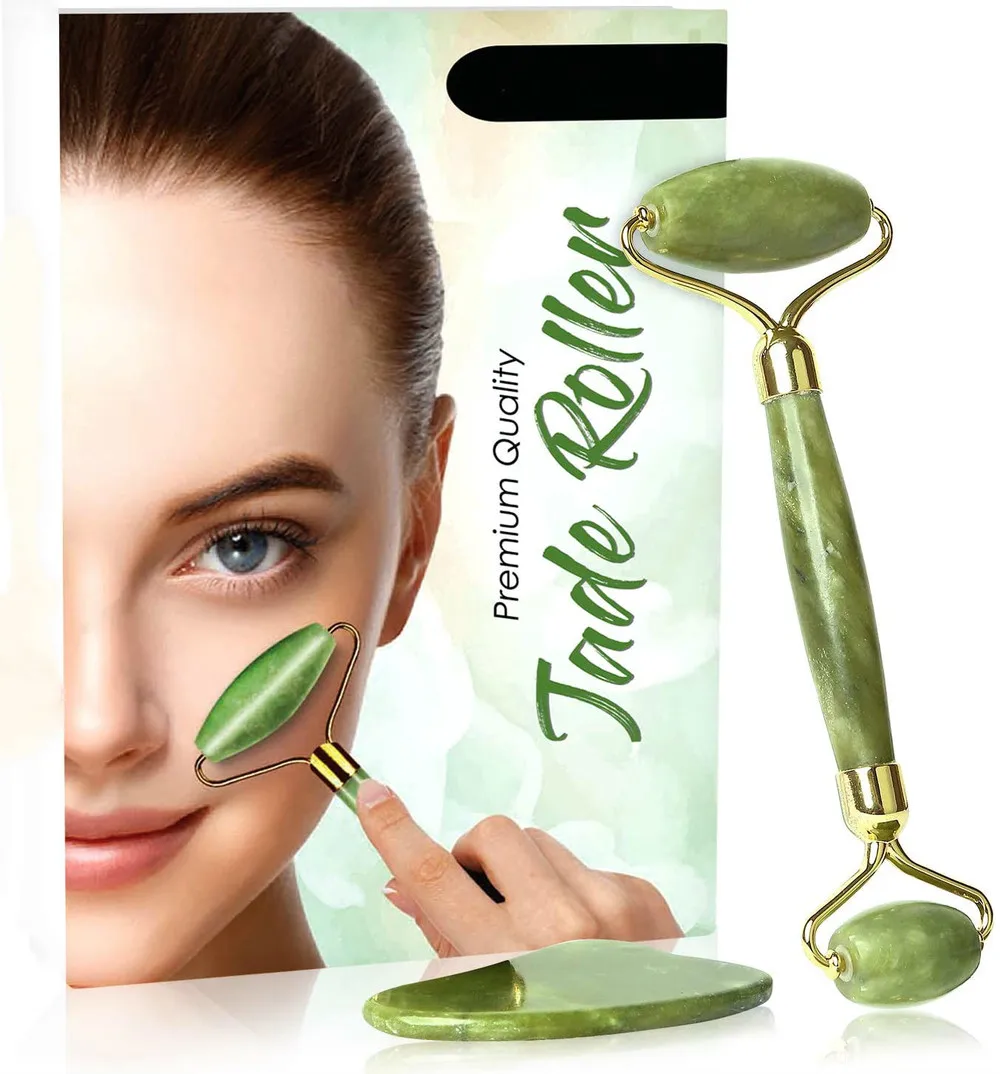 Jade Roller GuaSha Scrapping Tool Set Skin Care for Anti Wrinkle Aging