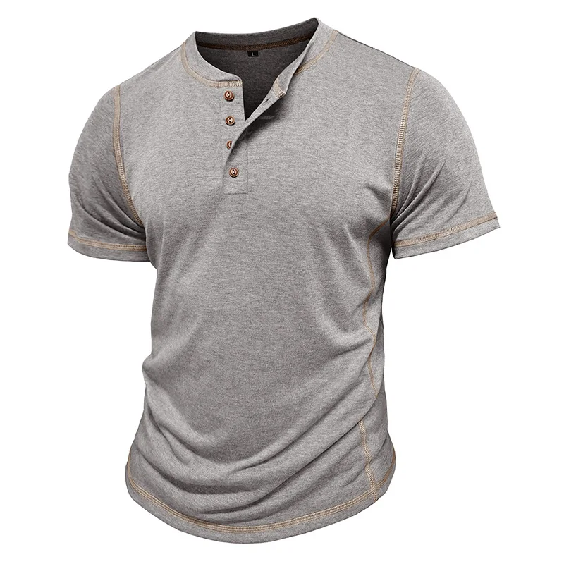 Camisetas Henley de manga corta para hombre, a rayas, cuello redondo, con 3 botones, color liso, ligeras, cómodas, transpirables, ajuste regular, camisetas de verano para uso diario, tallas S-3XL Camisetas Henley de manga corta para hombre, a rayas, cuello redondo, con 3 botones, color liso, ligeras, cómodas, transpirables, ajuste regular, camisetas de verano para uso diario, tallas S-3XL