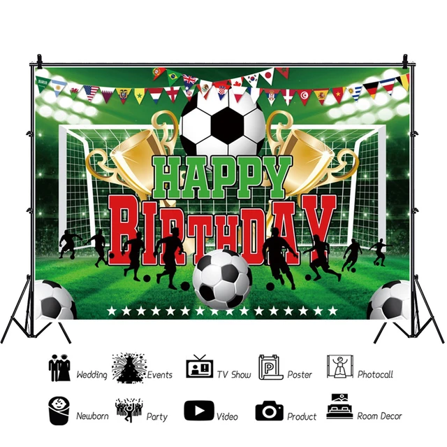 1 pieza fútbol Decoración de cumpleaños Chicos feliz de cumpleaños fútbol  Banner Fondo de tela Fondo fútbol fiesta de cumpleaños suministros