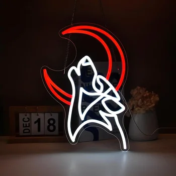Wolf Howling At Moon Neon