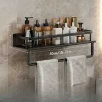 Black Bathroom Shower Room Storage Rack Toiletries Shelf Storage Is Perfect For Bathroom Item Storage 2