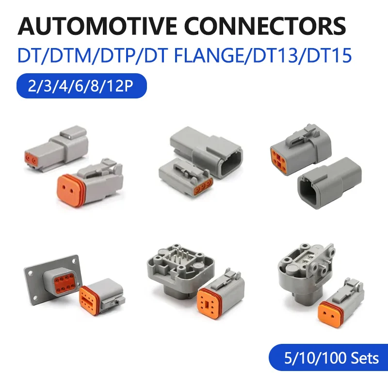 5/10/100 Sets DEUTSCH Connector DT/DTM/DTP/DT15/DT13 deutch connector male DT06-2S waterproof connector DT04-2P female plug