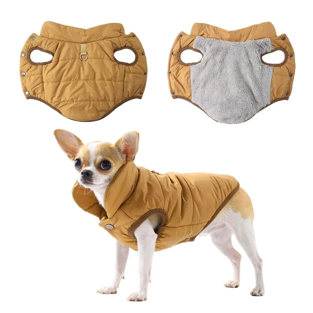 Household Waterproof Winter Dog Coat Fleece Thickened Dog Vest Warm with D Shape Ring Puppy Costume Outdoor