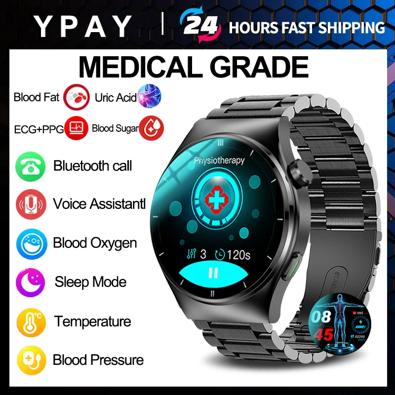 Nuova Doppia Sonda Laser Health Therapy Smart Watch Men Blood Lipids Acido Urico Glicemia Pressione Sanguigna Bluetooth Call Smartwatch