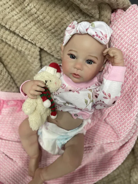 18 Inch Finished Reborn Baby Doll Raven Adorable Girl Full Body Silicone Vinyl Washable Newborn Christmas Gift Birthday Toy 4