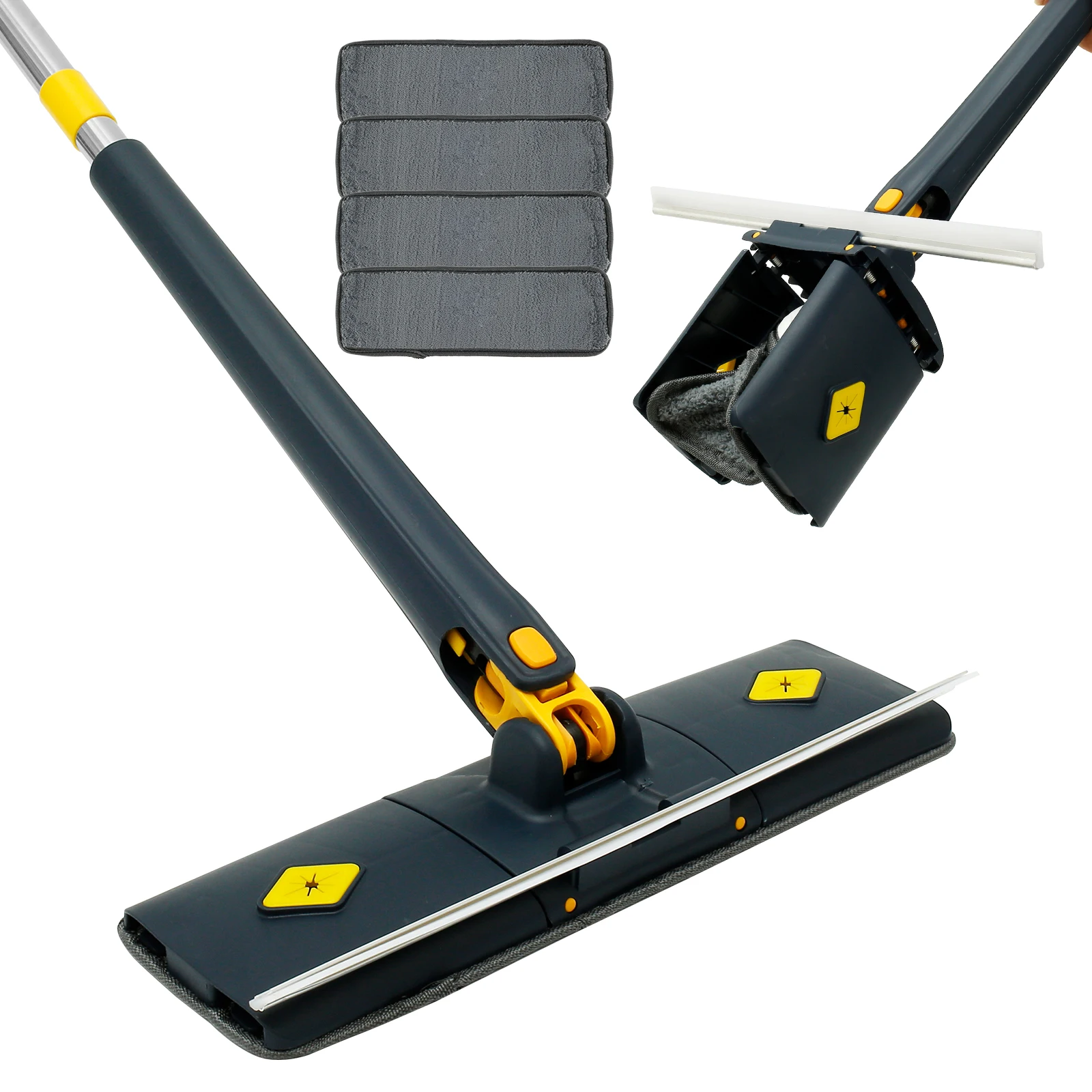 

Швабра из микрофибры, 44-дюймовая, вращающаяся на 360 °, со скребком