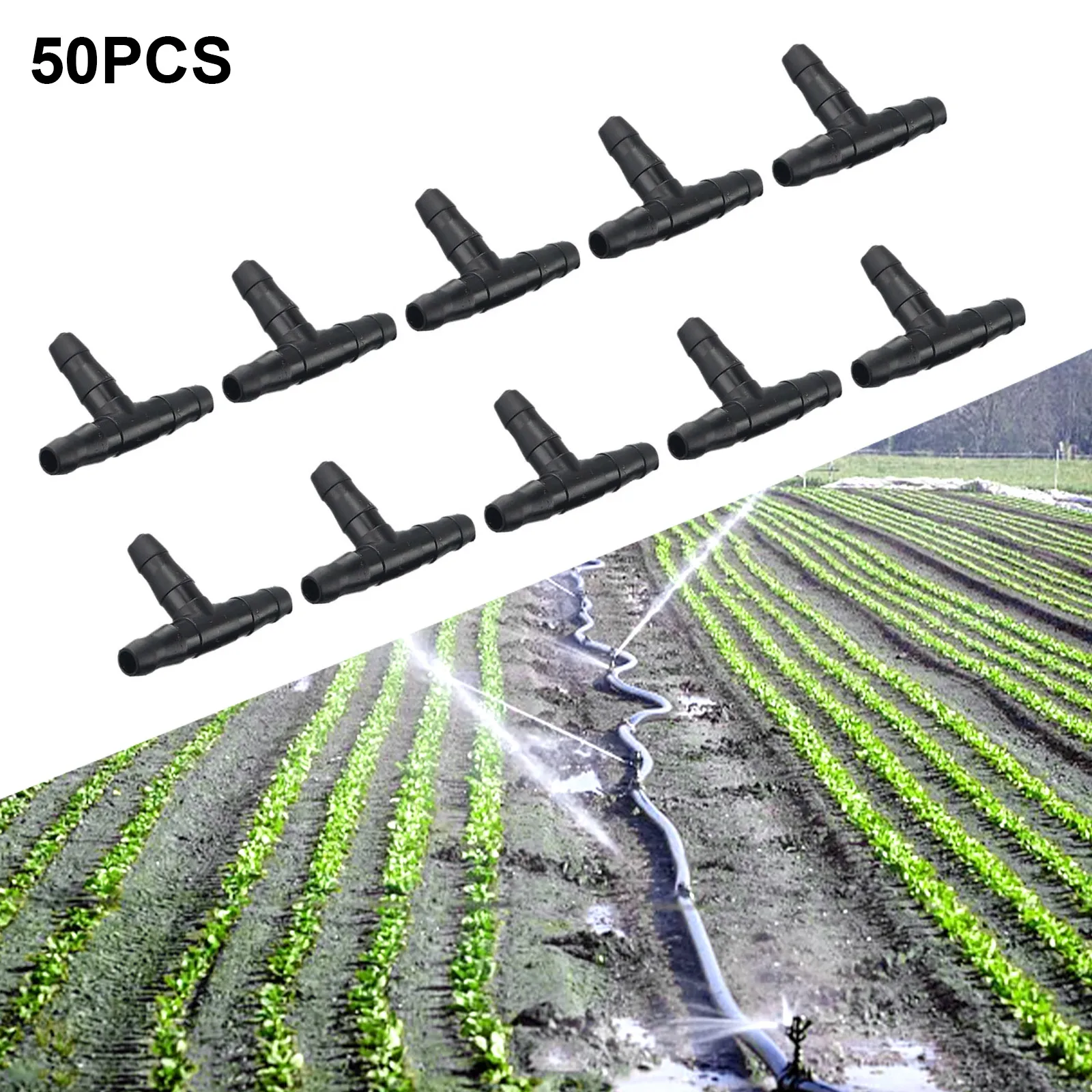 

50PCS Plastic Barbed 3-Way TEE Connector For 4/7mm Tubing Watering Pipe Hose Couplings Micro Drip Irrigation Garden Tools Access