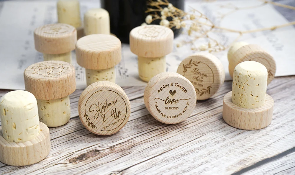 Custom 10/50/100pcs Wine Cork Stoppers Wedding Party Thank You Favors for Guest Engraved Wooden Bottle Cork Stopper 8 S9014a3760cc74c388a0723736b16cd09g