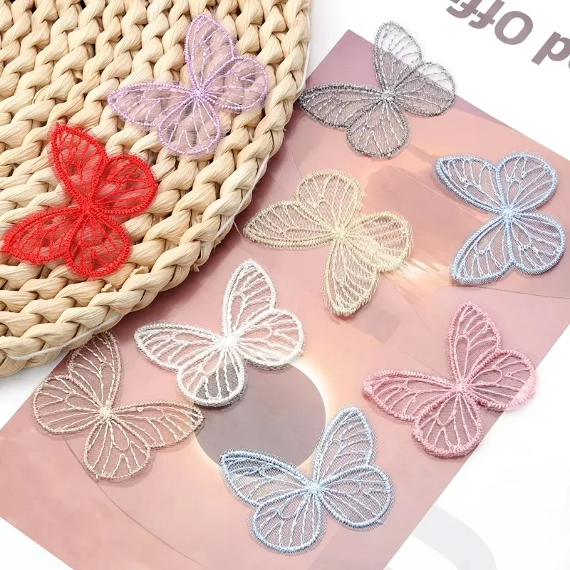 20pcs/lot Embroidered Mesh Butterfly Sticker Butterfly Patches for DIY Jewelry Making Clothes Sew Accessories Embroidery Patch