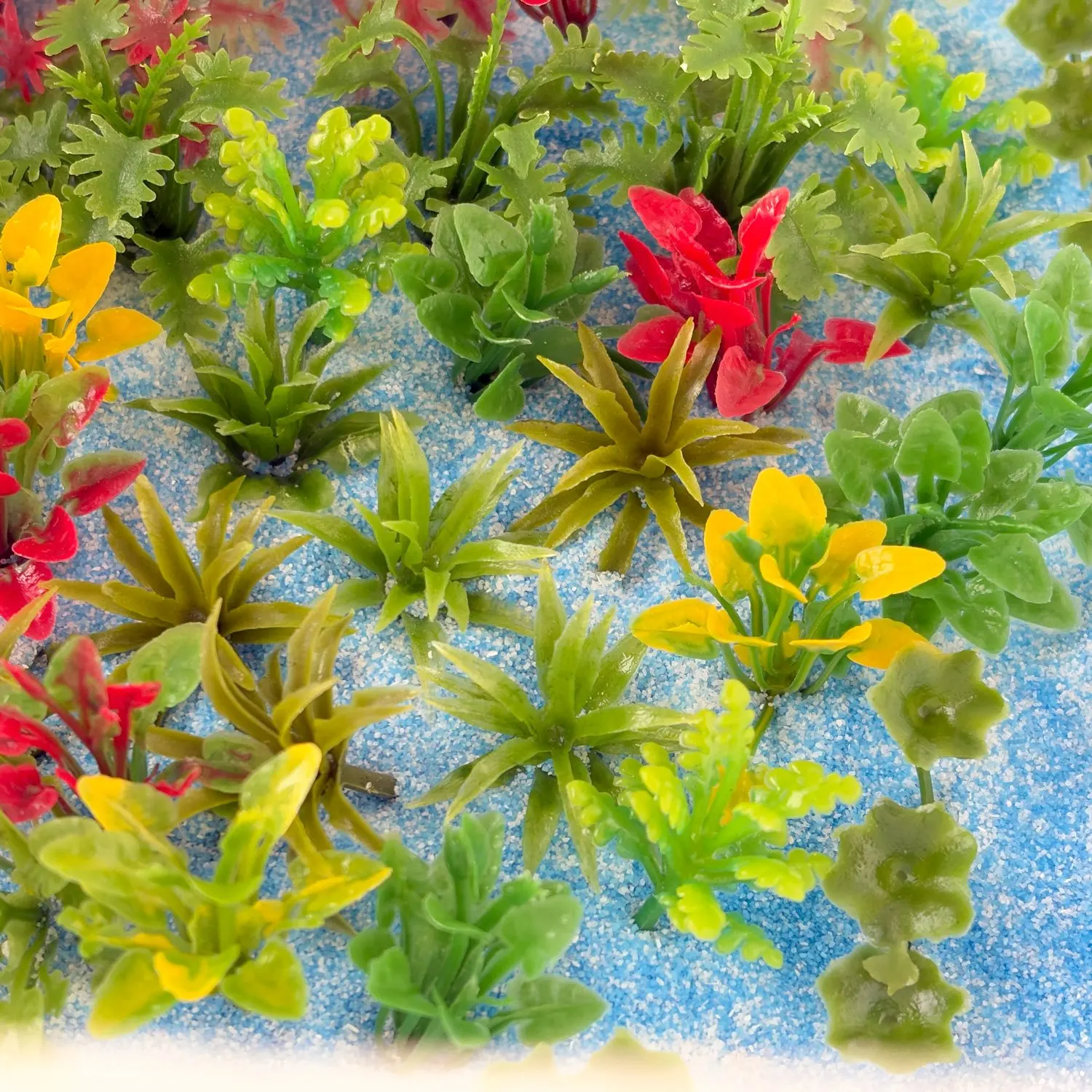 50-Piece Set of Mixed Color Miniature Rainforest Diorama Plants