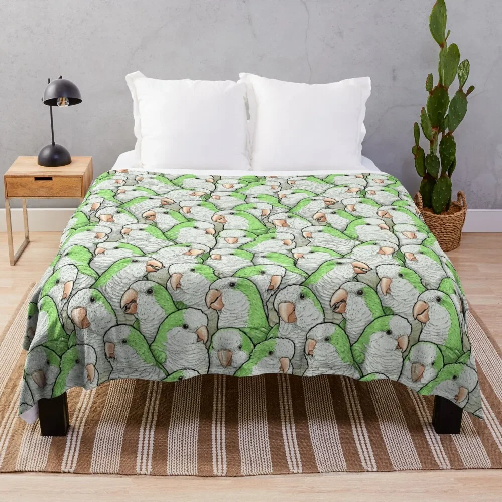 

Green Quaker Monk Parakeets Throw Blanket Plaid Luxury Extra Large Throw Plaid on the sofa Blankets