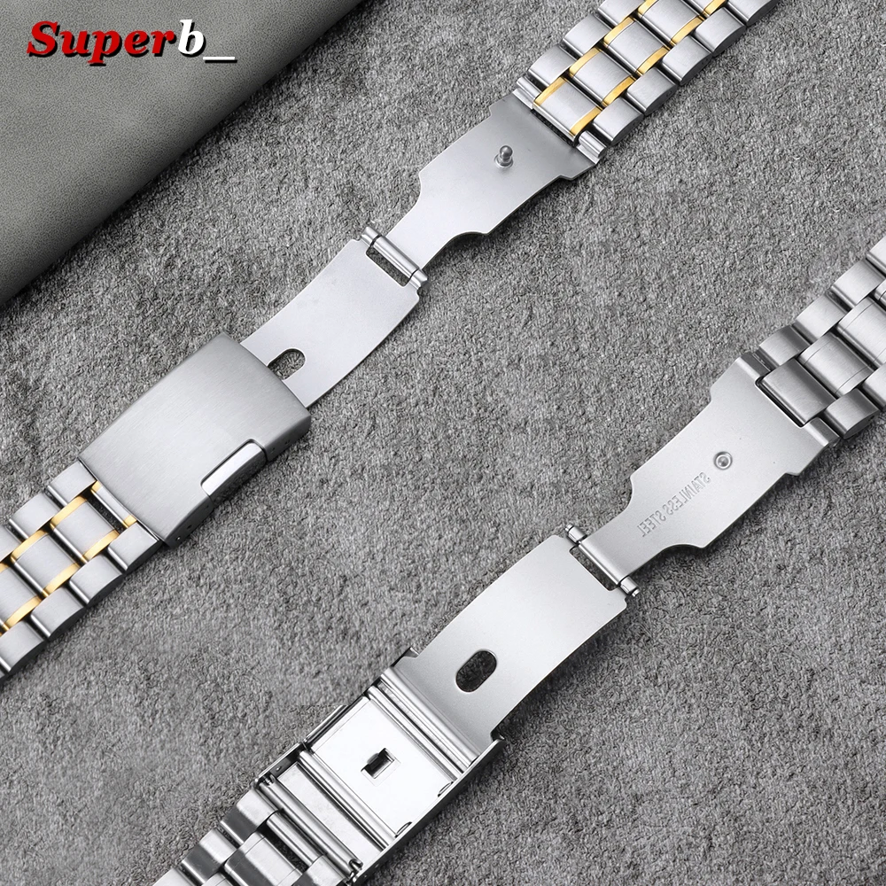 Elegant Silver and Gold Stainless Steel Watch Band Bracelet with Tools