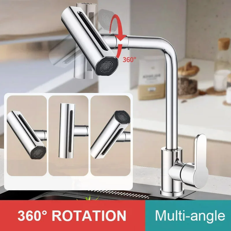 NEW Waterfall 4 Modes Faucet Kitchen Stream Sprayer Faucets Deck Mounted Taps Hot Cold Water Mixer Wash Sink Tap pull out   kitchen faucet hot cold mixer water tap 2 model rotatable retractable 304 stainless steel wash basin sink faucets