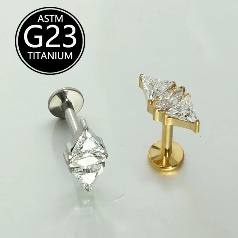 1pcs Body Piercing Jewelry ASTM-F136 Titanium Piercing Titanio Tragus Helix Daith Lobe Flat Back Earrings Labret Daith Lip Stud