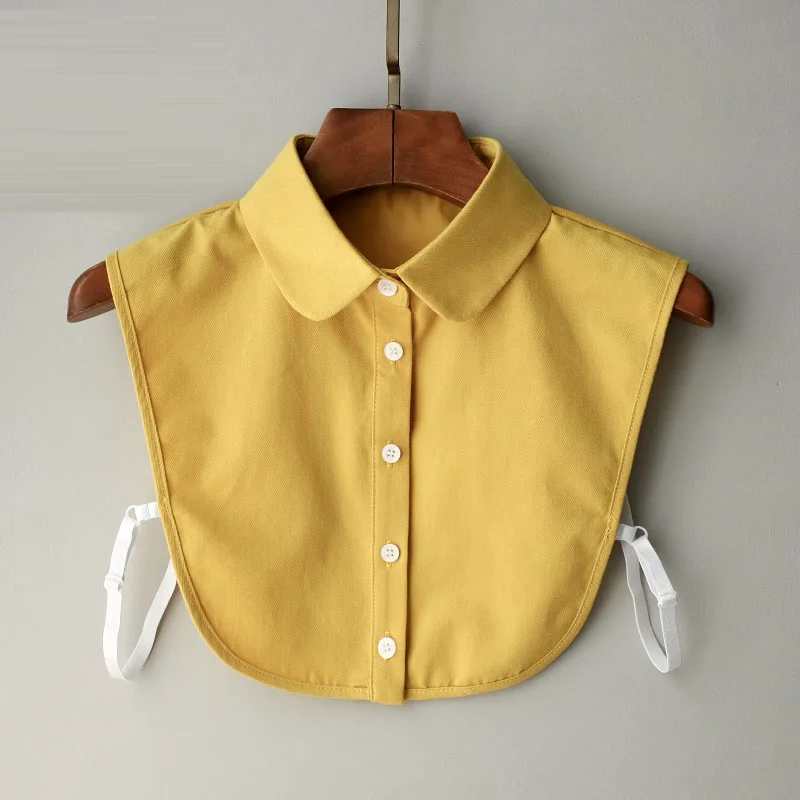 Yellow Cotton Fake Collar Women Blouse Shirt Decor False Collar Top Woman Detachable Collar Shirt Women Tie Removable Half Shirt