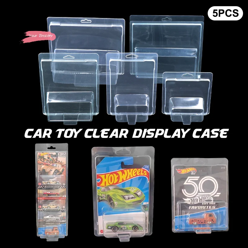 5개 투명 자동차 장난감 전시 케이스 핫휠 보호 케이스 불리바드 팀 트랜스포트 모델 카드 보드 소년 수집품용