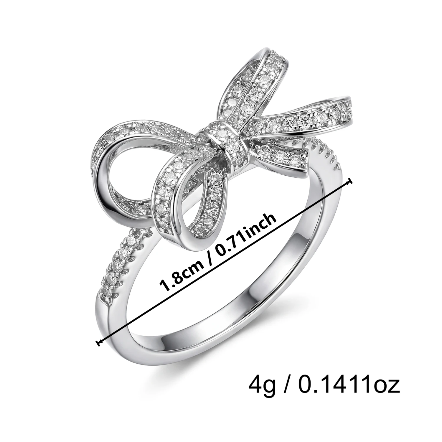 Romantische Schleifenförmige Kubische Zirkonia-Ringe für Frauen, Luxuriöse Glänzende CZ-Geometrie-Ringe, Geburtstags-, Hochzeits- und Verlobungsschmuck-Geschenk – Detail 7