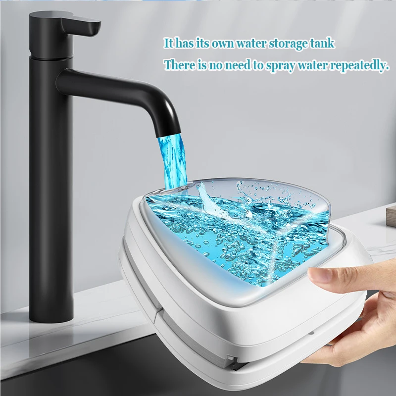 Magnetic Window Cleaner Water-Filled Window Cleaner Double Sides for 3-8 mm Windows, Professional, Contains Total 10 Sponges