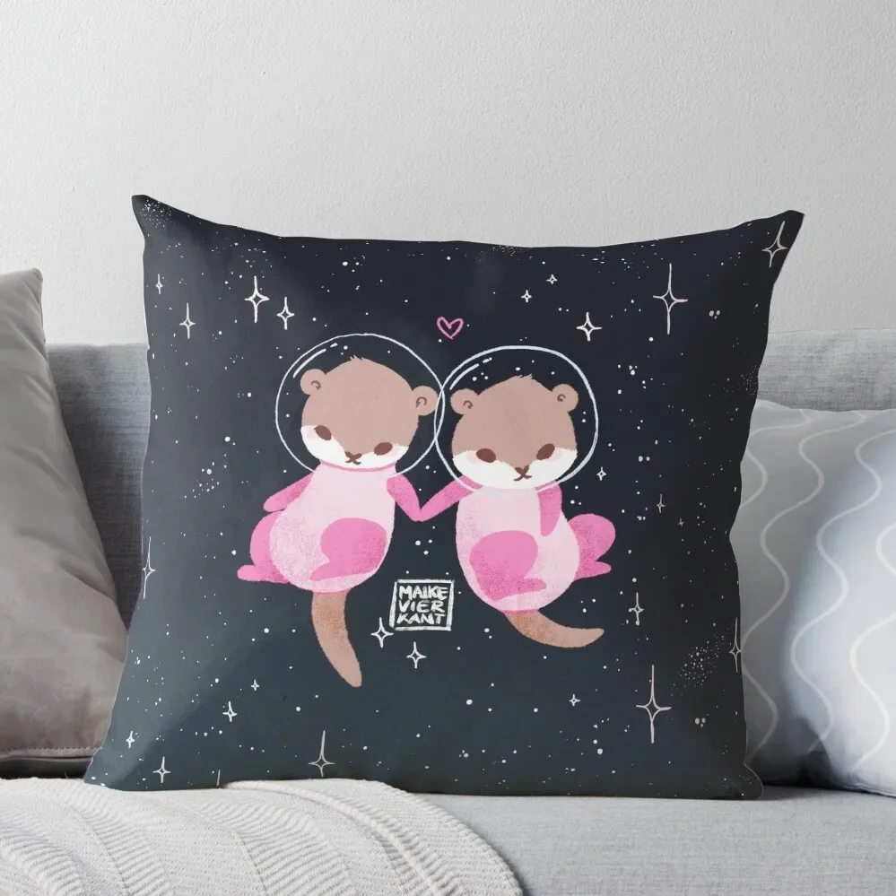 

Space Otters Throw Pillow Plaid Sofa christmas pillowcases luxury decor