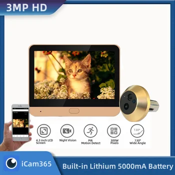 ICam365 Videocitofono Wireless con Audio Monodirezionale, Telecamera di Sicurezza Domestica WiFi 2.4G 3MP con Schermo per la Sicurezza Domestica