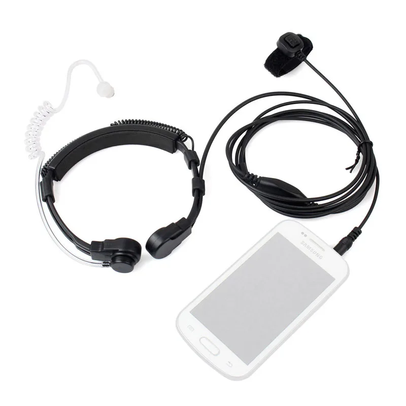 1 pin 3.5mm Jack Flexible Throat Microphone Finger PTT Mic Earpiece Air Tube Headset for iPhone Huawei Samsung Cell Smart Phone