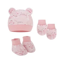 Newborn Cute Cartoon Hat+Gloves+Socks Set for Baby Boy Girl Cotton Casual Photography Props Soft Headwear Infant Beanie Nightcap 4