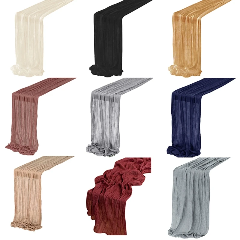 Long Wedding Table Runner Crumpled Table Runner Cheesecloth Table Cloth