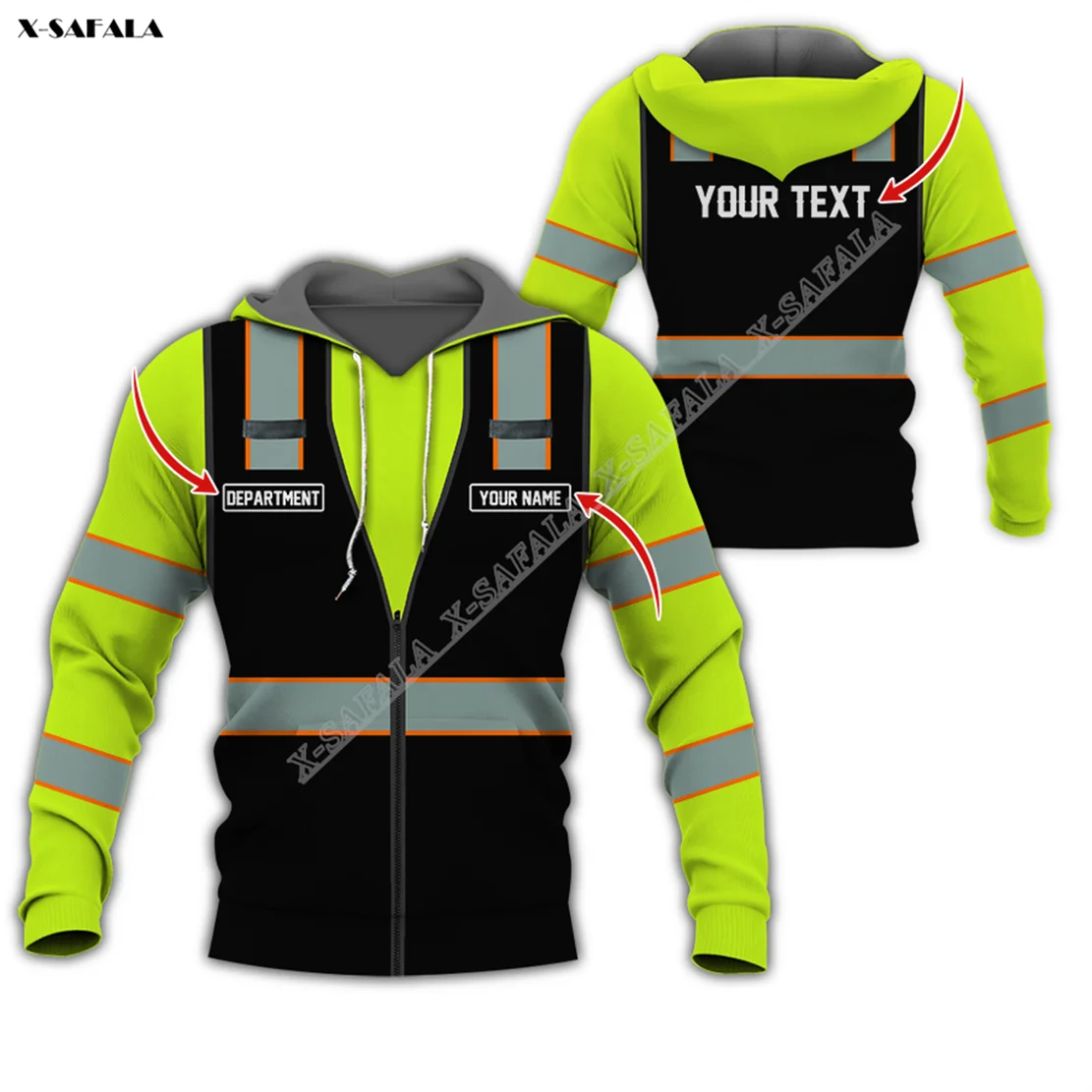 

Custom Name Department Truck Work Job 3D Printed Safety Uniform Workwear Pullover Jumper Hoodie Jersey Cotton Thick Warm Fleece