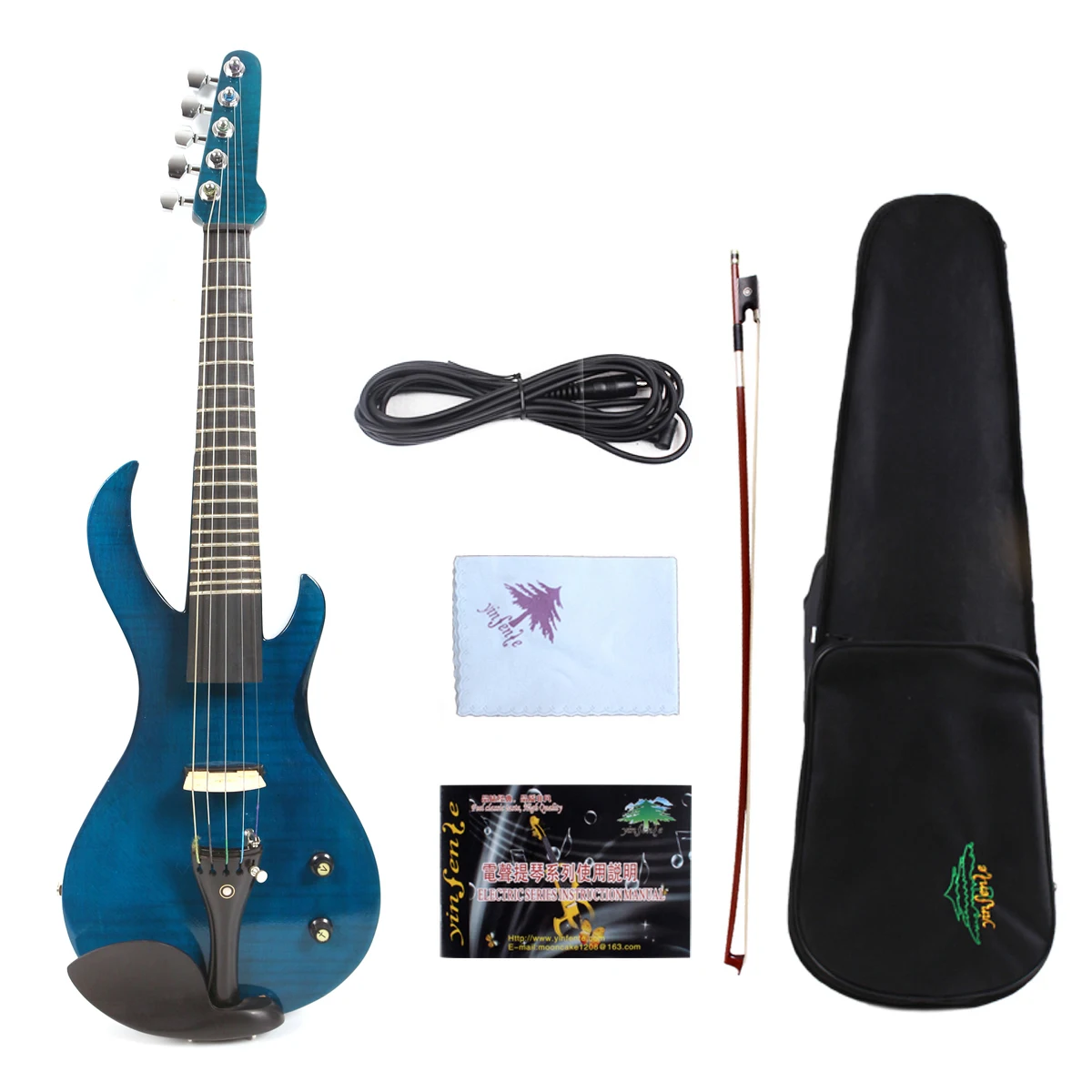 

5 String BLUE FRET Electric Violin New 4/4 Flame guitar shape Solid wood Powerful Sound EV20-15