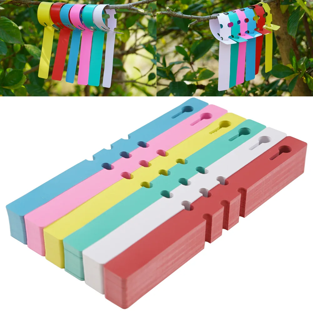 

50/100PCS Gardening Garden Plant Nursery Hang Tag Plastic Identification Card Waterproof Ring Reusable Label Markers Tool