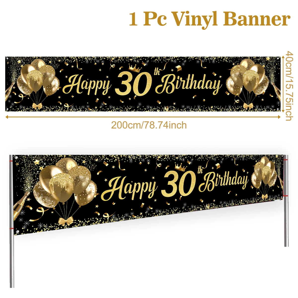 Personalisierbares Geburtstagsbanner - Bis Zu 6 Fotos, 150x90 Cm, Für Innen/Außen, Rose Gold