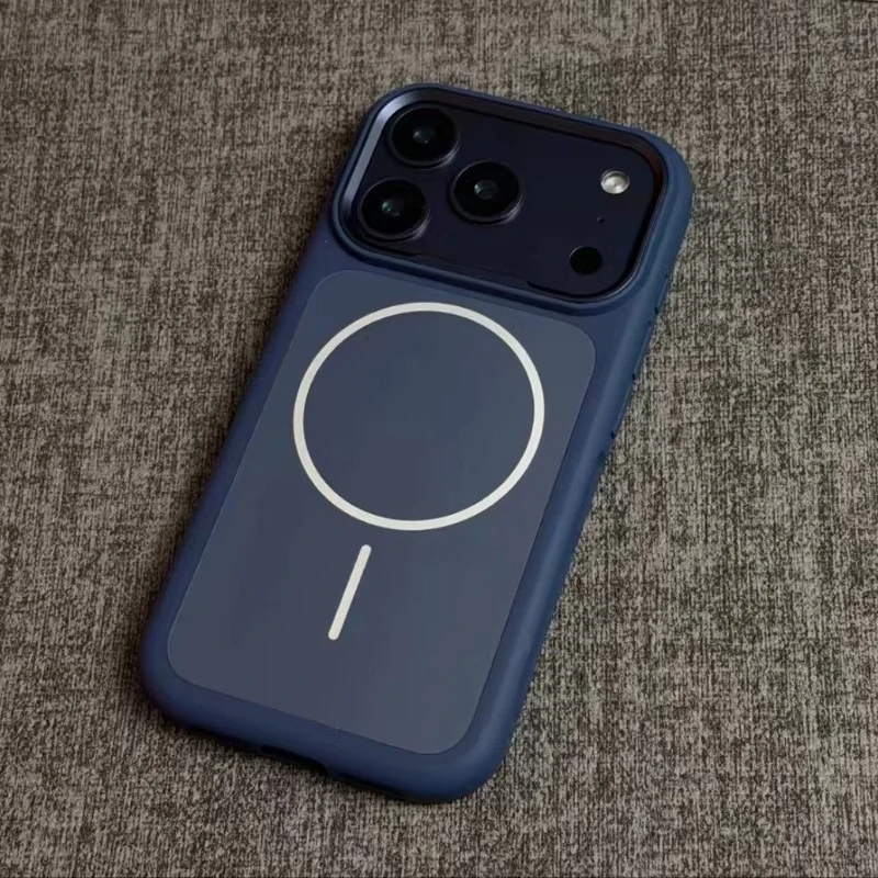 Magnetic Shockproof Matte Silicone Phone Case with Camera Lens Protection and Wireless Charging Compatibility